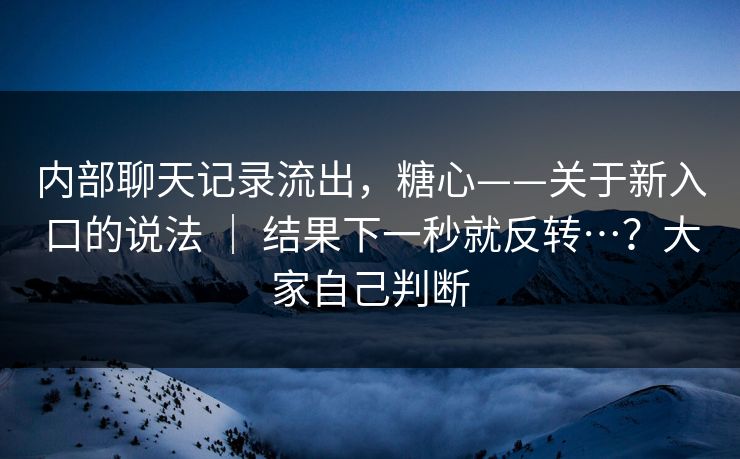 内部聊天记录流出，糖心——关于新入口的说法 ｜ 结果下一秒就反转…？大家自己判断
