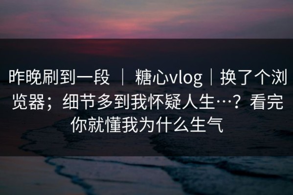 昨晚刷到一段 ｜ 糖心vlog｜换了个浏览器；细节多到我怀疑人生…？看完你就懂我为什么生气