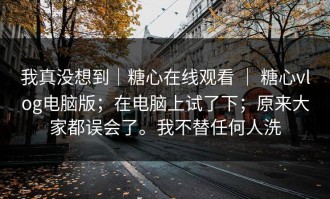 我真没想到｜糖心在线观看 ｜ 糖心vlog电脑版；在电脑上试了下；原来大家都误会了。我不替任何人洗