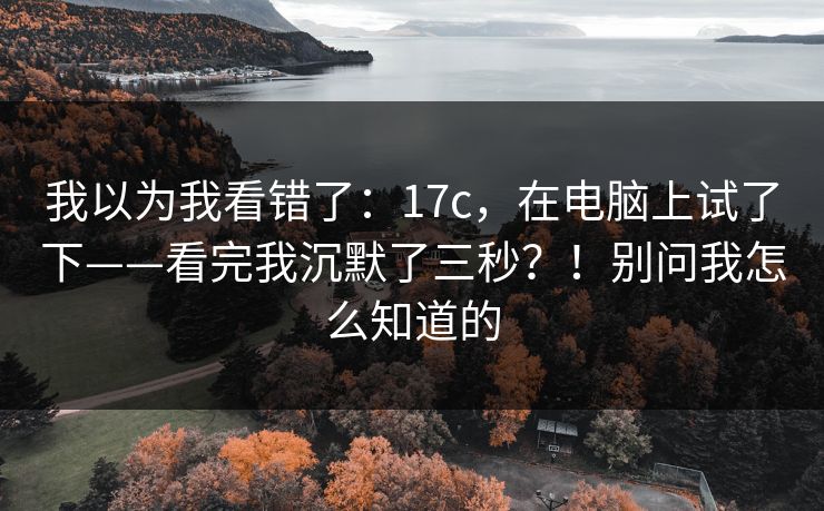 我以为我看错了：17c，在电脑上试了下——看完我沉默了三秒？！别问我怎么知道的